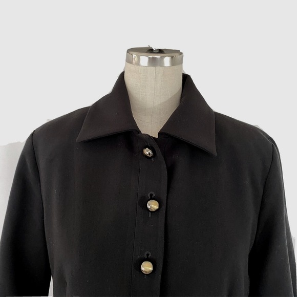 CAbi Abbott Jacket Blazer #3027 Puff Statement Sleeve Button Front Black Sz 4 - Picture 5 of 12